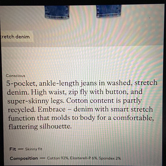 H&M Women High-Rise Ankle Supper Skinny Jeans Size 29 - Picture 11 of 11